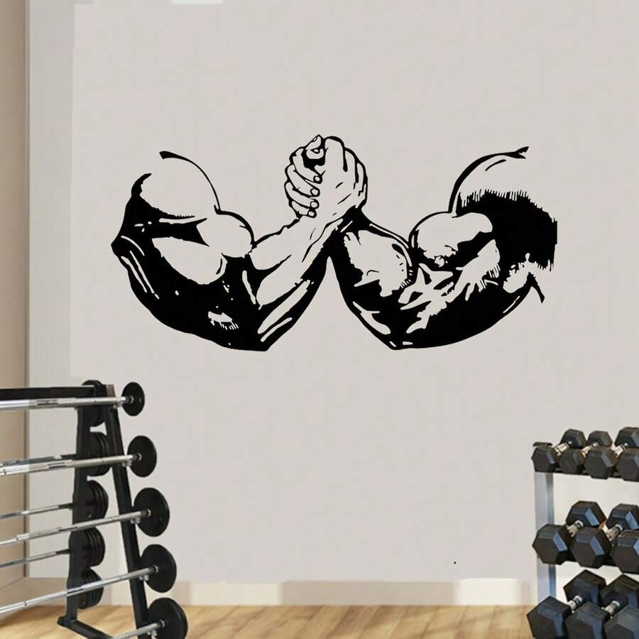 Removable Vinyl Decorative Wall Sticker For Gym, Bodybuilding, Muscle, Arm Wrestling Competition - C - View 1