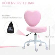 Swivel Chair, Executive Chair, Computer Chair, Height Adjustable, Pretty Pink Linen Upholstery With Heart Pattern, 40 X 50 X 79-89 Cm - Pink - View 4