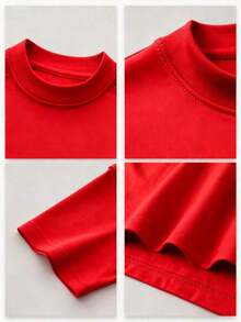 100% Cotton. Women's Casual Graphic T-Shirt, Made Of Soft Cotton, With A Comfortable, Relaxed Fit And A Unique Graphic Print. Women's Simple Solid Color T-Shirt, Loose And Slim Fit Casual Short Sleeve - 紅色的 - 查看 6