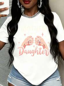 Women's T-Shirt, Mother And Daughter T-Shirt, Best Friends For Life, Black T-Shirt With Mother And Daughter Cuff Design For Matching Family Sets, Mother's Day Gift, Casual Women's Clothing - 白色 - 查看 3