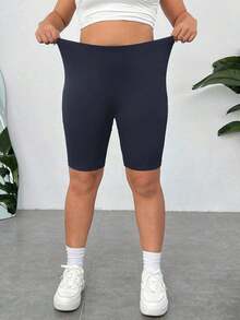 Pantalones Cortos de Compresión de Talla Grande  Negros de Secado Rápido y Refrigeración - Neblina azul - Ver 4