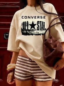 All Star T-Shirt With Vintage Distressed Design,  Short-Sleeve T-Shirt For Spring/Summer 2026, Made In Mexico, 180 Grams. Cartoon Print, Couple Design, Suitable For Indoor Or Outdoor Wear. Crew Neck, Unisex, Ideal For Office And Leisure. One-Pack. - APR-P631577SLNDXZGY622 - 查看 4