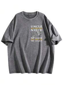 Uncle And Niece Matching The Legend The Legacy T-Shirt,Double-Sided Printed Unisex T-Shirt, Vintage Streetwear Heavyweight Cotton Tee, Anime Manga Casual Daily Top, Ideal Gift For Anime Enthusiasts - 深灰色 - 查看 4