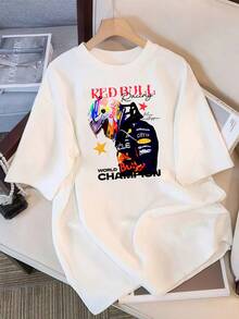2026: Max Verstappens Reds Bulls Racing Graphic T-Shirt, Men's Crew Neck Casual T-Shirt, F1 World Champion T-Shirt, Short Sleeve Streetwear T-Shirt, Max Verstappens Red Bulls World Champion Printed T-Shirt - Made From Pure Cotton, It Is Soft And Breathable, Suitable For Both Men And Women. This Casual Shirt Is Suitable For All Seasons And Makes A Trendys Souvenir. It Is Perfect For Everyday Wear, Urban Fashion Enthusiasts, And Music Lovers. - 白色 - 查看 6