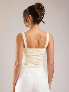 Camiseta de tirantes de unicolor minimalista para mujer - Albaricoque - Ver 2