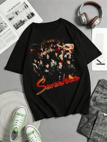 SEVENTEENS Dark Stage Style Cotton T-Shirt - Black - View 6
