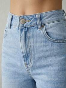Pantalón De Mezclilla Para Mujer Corte Amplio Cintura Alta - Lavado ligero - Ver 4