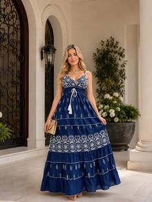 Midi-Length Denim Dress,  Style, Chic Women's Fashion. - Camel - View 1