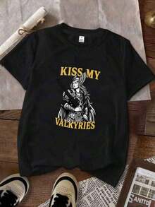 Camisetas para Adolescentes con Estampado "KISS MY VALKYRIES" - Camiseta de Mujer - Negro - Ver 6