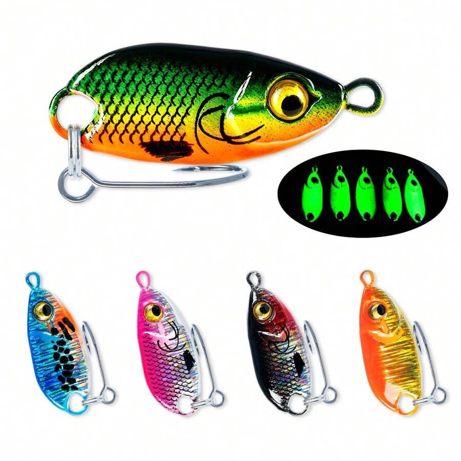 1Pc Ultralight Micro Fishing Spoon Set, 2.3cm/2.9cm Sinking Metal Baits With Simulation Fish Skin, Professional Glow Tackle For Trout, Crappie, Bluegill, And Small Sea Bass - S026 - View 1