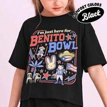 1 pieza Camiseta "I'm Just Here For Benito Bowl" - Camiseta Gráfica Vintage, Camiseta Casual de Algodón Suave Color Marfil, Regalo para Fanáticos de la Música Latina y Entusiastas del Fútbol 180g Algodón 100% - Negro 1 - Ver 10