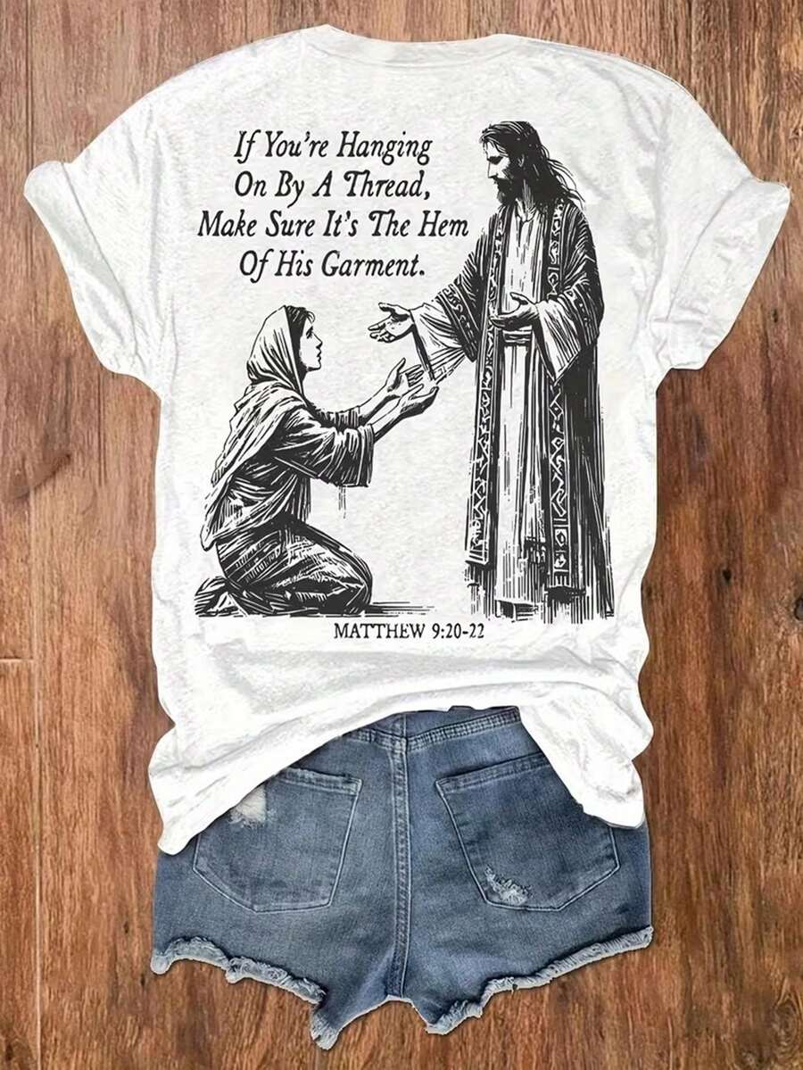 Suave y elegante regalo de Pascua para mujer, camiseta de manga corta con cuello redondo y estampado, incluye adornos de Pascua, adecuada para primavera, verano y otoño, top versátil de estilo vintage, moderno y casual para el día a día, ideal para fiestas, blusas elegantes para mujer. - Blanco - Ver 1