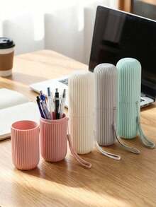 2026 New 360 Degree Rotating Pen Holder - Fashionable White Plastic Desktop Organizer, Suitable For Painting Brushes, Pens And Cosmetic Tools, Space-Saving Desktop Storage, Smooth Surface - Multicolor - View 10