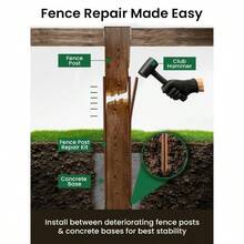 Fence Post Repair Stakes Kit – 75cm 29.5" Heavy Duty Ground Spikes For Broken Or Leaning Timber Posts – 2 Stakes Repair 1 Post - 4 Pcs - View 9