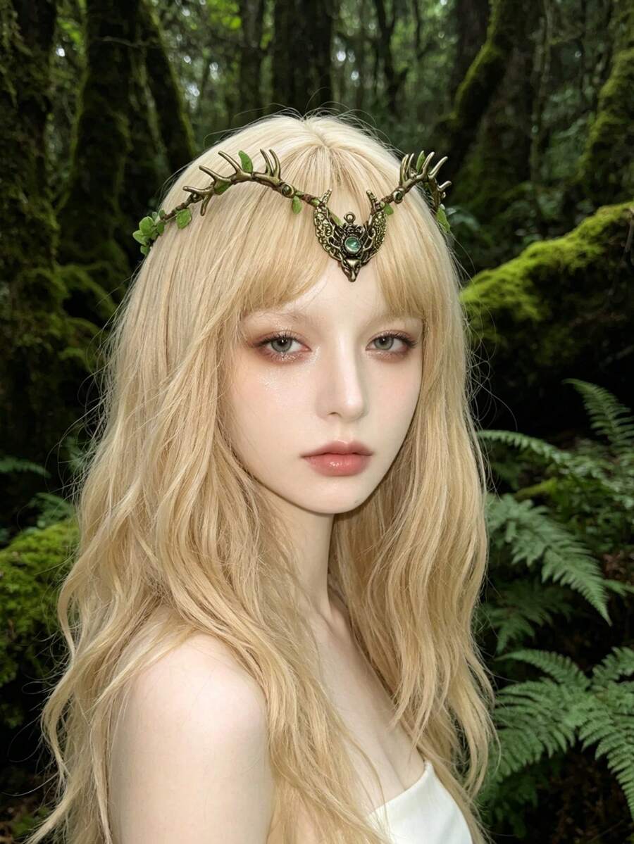 1 件波西米亚风仙女头箍,奇幻角色扮演配饰,文艺复兴节头饰 - 森林仙女鹿角皇冠,适用于 LARP、万圣节服装和中世纪活动 - 頭飾 - 查看 1