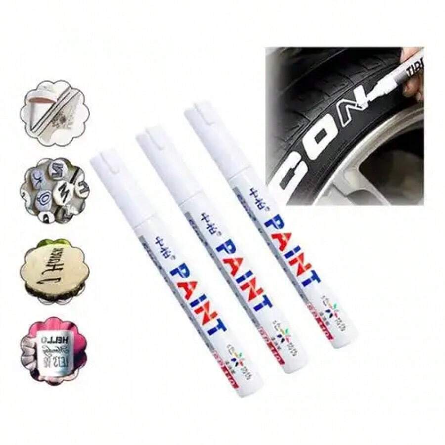 White Permanent Tire Plumbing Motorcycle Car Rim 3 Pcs - 1 - View 1