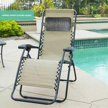 Almohada para Silla de Piscina - Cojines para sillas de salón al Aire Libre Impermeables, Cojín reclinable para reposacabezas, Cojines para Silla universales Suaves extraíbles - Negro gris - Ver 2