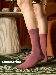 Men Crew Socks | Business & Everyday | Versatile Dress Socks | Comfortable Cotton | All-Match Style - Hot Pink - View 1