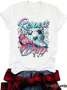 Camisetas casuales de manga corta para mujer, estilo europeo y americano, camisetas de verano de cuello redondo para la Copa Mundial de México y Canadá, en stock para comercio exterior. - Blanco - Ver 12