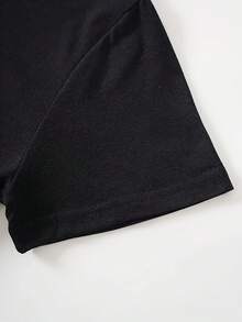 |   Diseño exquisito |   Suelto y cómodo |   Fácil de combinar | Camiseta deportiva de manga corta y cuello redondo con estampado de mariposas para mujer - Negro - Ver 3