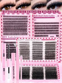 600/620片大容量D捲度假睫毛套組，10-16mm多款厚實柔軟自然款，附膠水、造型凝膠、鑷子與刷子，適合稀疏睫毛，適合初學者日常、婚禮、派對、旅行使用，完美聖誕萬聖節禮物 - 黑色 - 查看 12