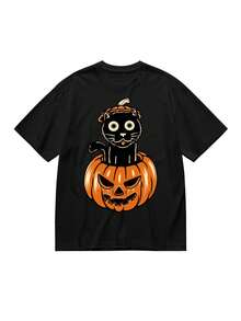 Camiseta Cómoda para Mujer Talla Grande con Estampado - Negro - Ver 1