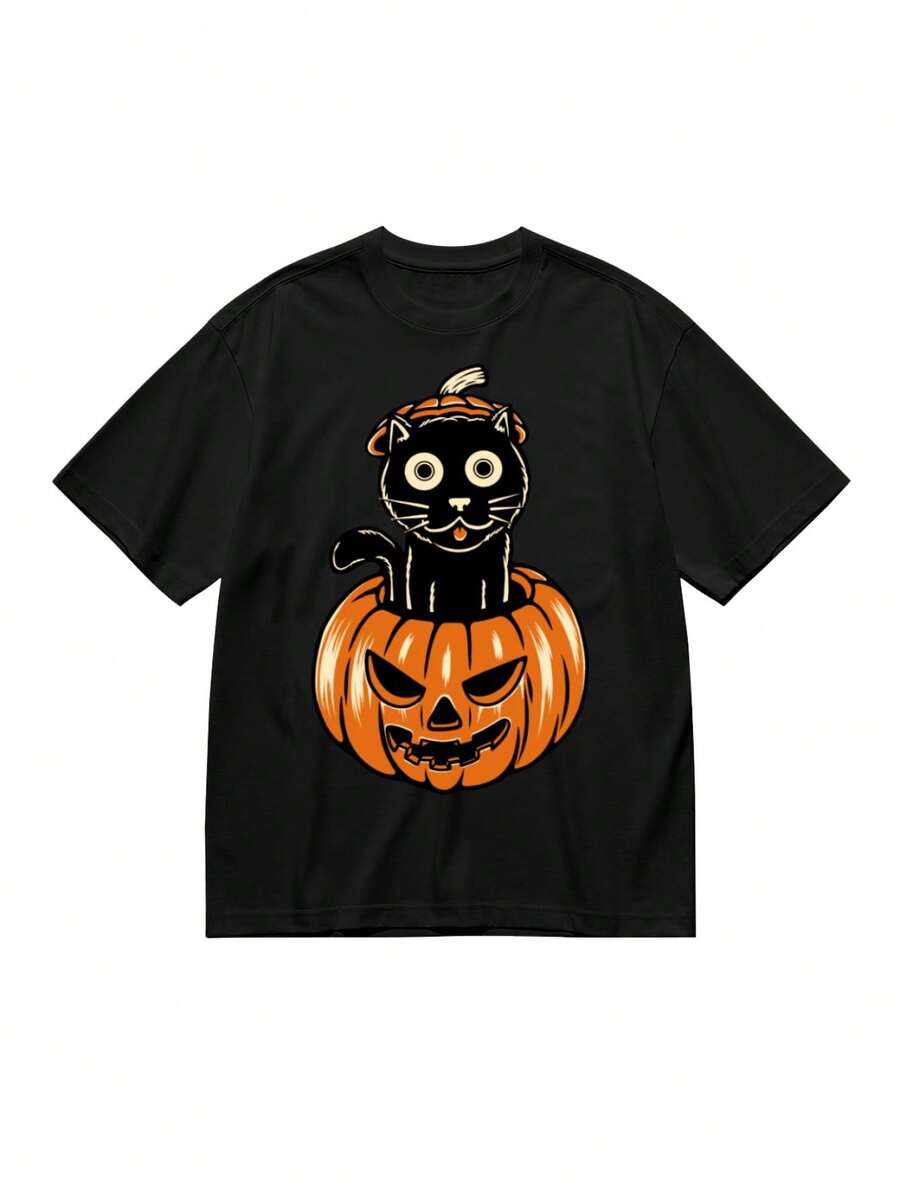 Camiseta Cómoda para Mujer Talla Grande con Estampado - Negro - Ver 1