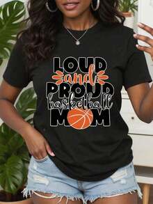 Basketball T-Shirt, Preppy Style Basketball T-Shirt, Basketball Game Day T-Shirt, Sporty Mom T-Shirt, Basketball Mom T-Shirt, Retro Basketball T-Shirt, Perfect Gift For Basketball Game Lovers. - 黑色 - 查看 6