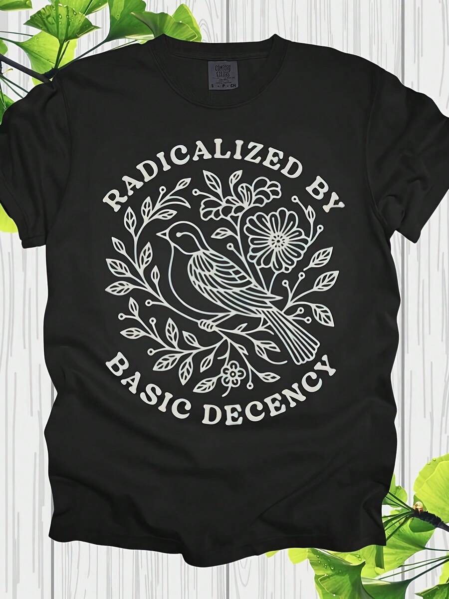 1 pieza de camiseta básica de etiqueta para mujer - camiseta blanca de activista de justicia social, top retro liberal de los 90s, declaración audaz, ropa política casual suave y pura para el día a día, adecuada para actividades de feminismo y caridad, estilo bohemio, impresión de alta calidad, diseño vintage, material duradero de 180g 100% algodón. - Negro - Ver 1