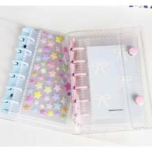 A7 Transparent Loose-Leaf Binder Notebook, Soft Color Leaf Ring Binding Clip, Transparent Replaceable Inner Pages, Sticker Storage Album, Photo Card Storage Organizer, Diary Budget Planner, Office And School Supplies, Trading Card Box, Trading Card Album, A5 Size Sticker Book, A7 Size Sticker Book, Refill Pack, Sticker Book Loose-Leaf Binder, Fan Merchandise - A7 - View 3