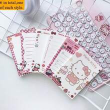 SANRIO 6本/套，每本20张便签本套装，A7记事本，学生口袋计划本，便携式日记本 - 均碼 - 查看 9