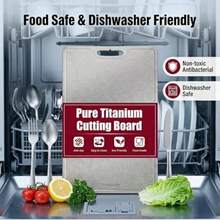Tabla de cortar de titanio con ranura de jugo resistente a los arañazos tablas de cortar de titanio no tóxicas de doble cara para carne de cocina verduras y frutas aptas para lavaplatos 14 x 10 - Plateado - Ver 4