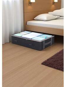 1/2pcs Underbed Storage Bag, Classic Fabric Storage Box, Foldable Underbed Organizer Bag, Large Capacity For Blankets, Towels, Throws, Sweaters, Pillows, Bedding, Packaging Paper, Multi-Purpose Household Room Storage, Available In Small/Medium Size - Multicolor - View 3