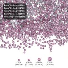 4包 10,000顆 多尺寸 Ss6-Ss20 平底樹脂水鑽組，附贈水鑽筆+鑷子，適用於DIY手工、衣物裝飾、帽子裝飾、鞋子裝飾、包包裝飾、衣物飾邊、杯子與馬克杯裝飾 - 淺粉 - 查看 2