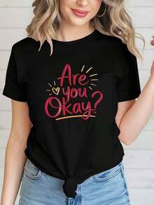This Women's Casual Crew Neck T-Shirt Features A Printed Design, Making It Perfect For Spring And Summer. This Lightweight, Stretchy, Short-Sleeved T-Shirt With A Floral Print And A Crew Neck Is Ideal For Outdoor Activities And Everyday Casual Wear. - 黑色 - 查看 1