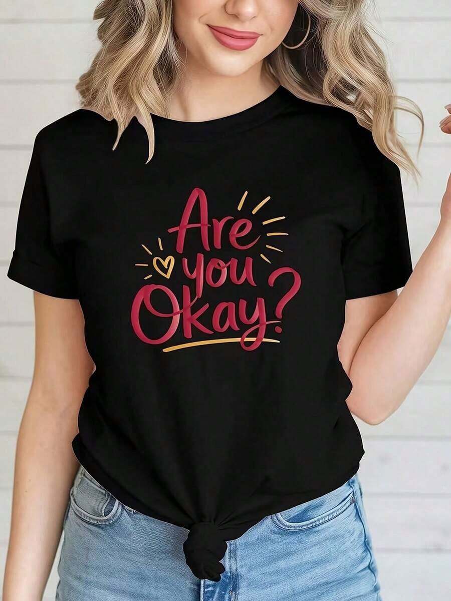 This Women's Casual Crew Neck T-Shirt Features A Printed Design, Making It Perfect For Spring And Summer. This Lightweight, Stretchy, Short-Sleeved T-Shirt With A Floral Print And A Crew Neck Is Ideal For Outdoor Activities And Everyday Casual Wear. - 黑色 - 查看 1