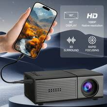 1080P HD Portable Projector, Wireless WiFi Bluetooth Mini Projector With Built-In USB Port, High Brightness Home Theater Suitable For Bedroom, Outdoor Camping, Movie Night - View 4