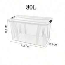2pcs 100L Large-Capacity Storage Boxes With Wheels, Stackable Design, Sturdy And Durable, Space-Saving, With Safety Latch Lids, Available In Multiple Sizes, Suitable For Home, Storage Rooms, Offices, Garages, Transparent Tool Storage Boxes - Multiple Specifications - View 15