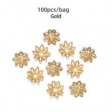 100pcs/Pack Iron Plated Octagonal Flower Bead Caps, Elegant Flower Caps For Necklace, Earrings, Pendant DIY Jewelry Making - Octagonal Flower Receptacle - View 16