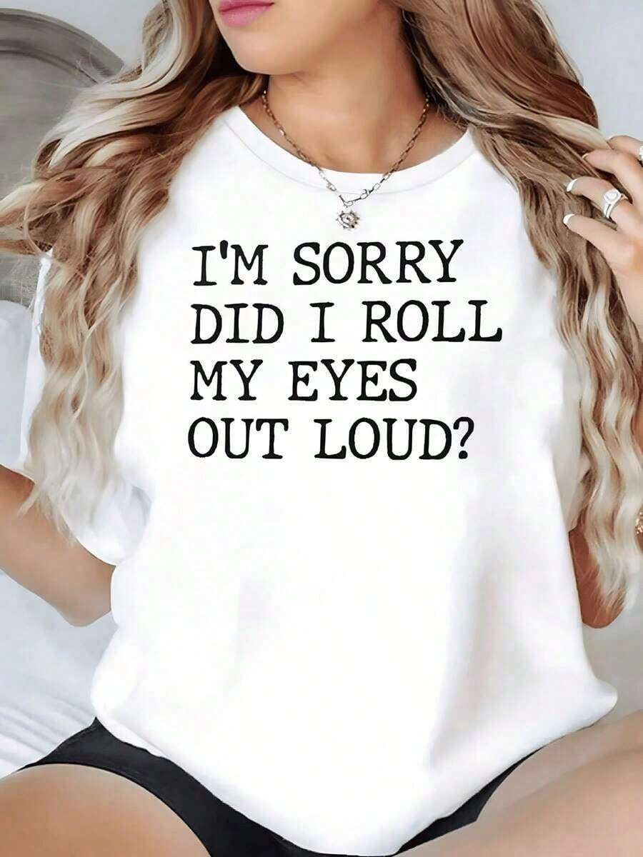 100% Cotton. Funny Phrase Representing A Confident Woman With A Sense Of Humor Who Expresses Her Attitude With Irony And Confidence By Looking Sarcastically. Women's 100% Cotton T-Shirt, Comfortable And Casual For Everyday Wear. Women's Simple Solid Color T-Shirt, Loose And Slim Fit Casual Short Sleeve - 白色的 - 查看 1