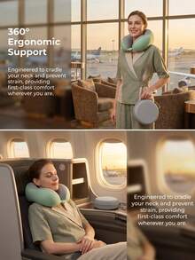 1pc Ergonomic Travel U-Shaped Neck Pillow With Portable Storage Box, Neck Support Sleep Pillow, Suitable For Airplane, Train Travel And Office Nap - Multicolor - View 3