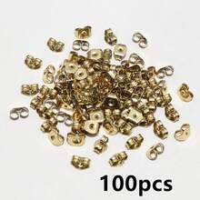 100 buah 6x4.5mm Stainless Steel Berlapis Emas, Penutup Belakang Anting, Alas Dudukan Anting, Penahan Belakang Anting - Penyumbat telinga - View 7