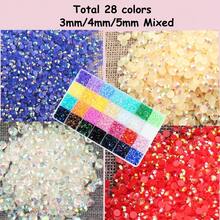DIY Jelly AB Phone Case DIY Accessories 28-Grid Resin Colorful Diamond Box Mixed Accessories Mixed Size Colorful Round Diamonds, Shoes, Diamond Painting, Water Cup DIY, Phone Case Rhinestone Material Support Rod Making Drill - Multicolor - View 3