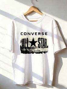 All Star T-Shirt With Vintage Distressed Design,  Short-Sleeve T-Shirt For Spring/Summer 2026, Made In Mexico, 180 Grams. Cartoon Print, Couple Design, Suitable For Indoor Or Outdoor Wear. Crew Neck, Unisex, Ideal For Office And Leisure. One-Pack. - WH-P631577SLNDXZGY622 - 查看 1