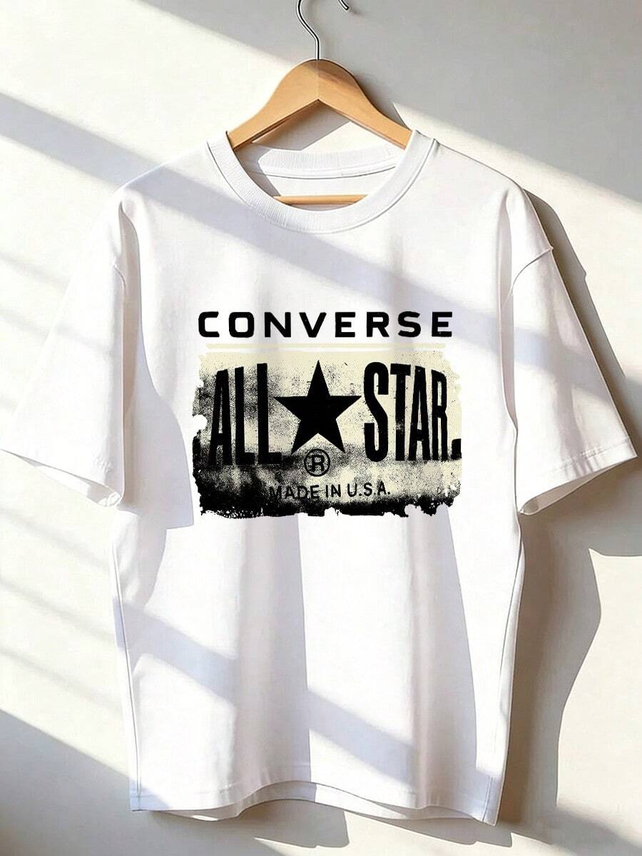 All Star T-Shirt With Vintage Distressed Design, Short-Sleeve T-Shirt For Spring/Summer 2026, Made In Mexico, 180 Grams. Cartoon Print, Couple Design, Suitable For Indoor Or Outdoor Wear. Crew Neck, Unisex, Ideal For Office And Leisure. One-Pack. - WH-P631577SLNDXZGY622 - 查看 1