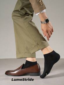Calcetines de tripulación para hombre | Negocios & Uso diario | Calcetines de vestir versátiles | Algodón cómodo | Estilo que combina con todo - Negro - Ver 3