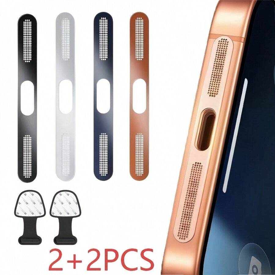 Bộ 2 miếng lưới chống bụi kim loại + 2 nút chống bụi chống mất màu đen (Combo), tương thích với iPhone 17PRO/17PROMAX/16PRO/15PRO và các mẫu khác, dùng để bảo vệ cổng sạc khỏi bụi bẩn - màu đen - Xem 1