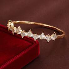 1pc Fashion Star Geometric Arrangement Design Cubic Zirconia Inlaid Women Bracelet - Multicolor - View 2