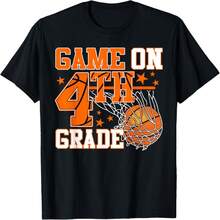 Vintage Game On Fourth Grade Basketball Back To School Boy T-Shirt - 黑色 - 查看 1