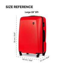 W WINGS 20"、24"、28" ABS+ 硬殼行李箱套裝 | 密碼鎖、伸縮拉桿、360°旋轉輪，適用於度假與商務出差 - 紅色 - 查看 10